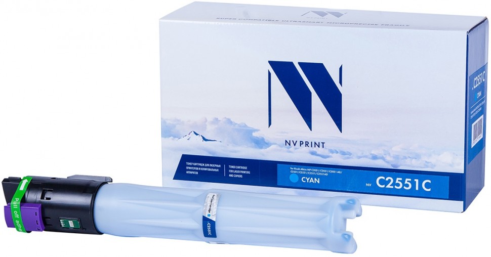 Тонер-картридж NVP совместимый NV-MP C2551 Cyan для Ricoh Aficio MP C2031/ C2051/ C2051AD/ C2501/ C2531/ C2551/ C2551AD (9500k) [new]