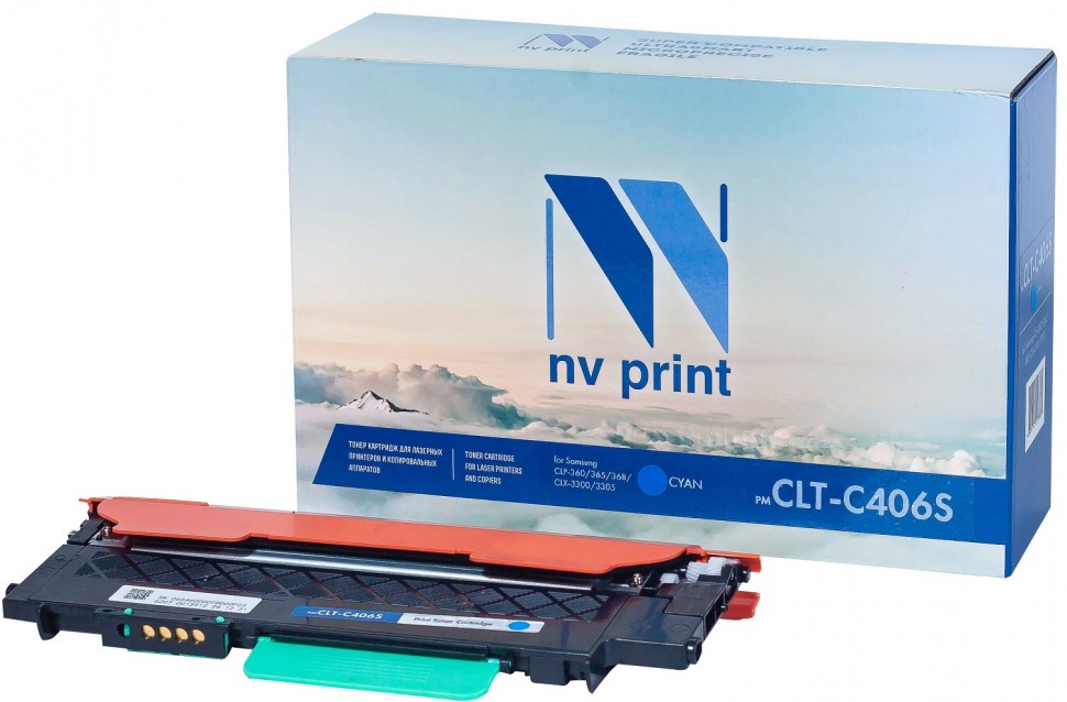 Картридж NVP совместимый NV-CLT-C406S Cyan для Samsung CLP 360/ 365/ 365W/ Xpress C410W/ C460W/ CLX 3300/ 3305/ 3305FN/ 3305FW/ 3305N/ 3305W (1000k) [new]