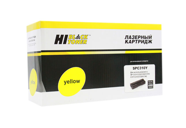Картридж Hi-Black (HB-SPC310Y) для Ricoh Aficio SPC231/232/242/310/311/312/320, Y, 6K,П/У